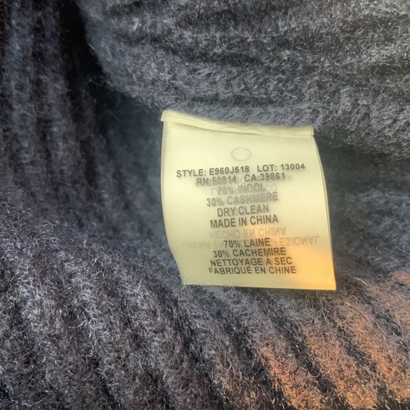 Elie Tahari Blue Wool/Cashmere Mock Neck Sweater - Picture 4 of 5